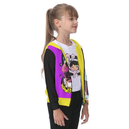 All-Over Print Kid's Zip-up Hoodie With Patch Pocket